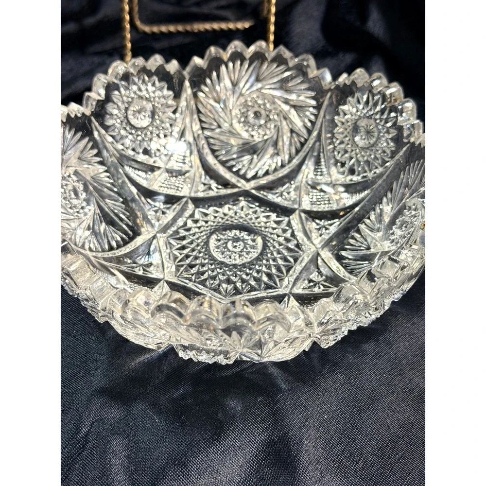 American Brilliant Period CRYSTAL Bowl-Floral Pattern, 6.5